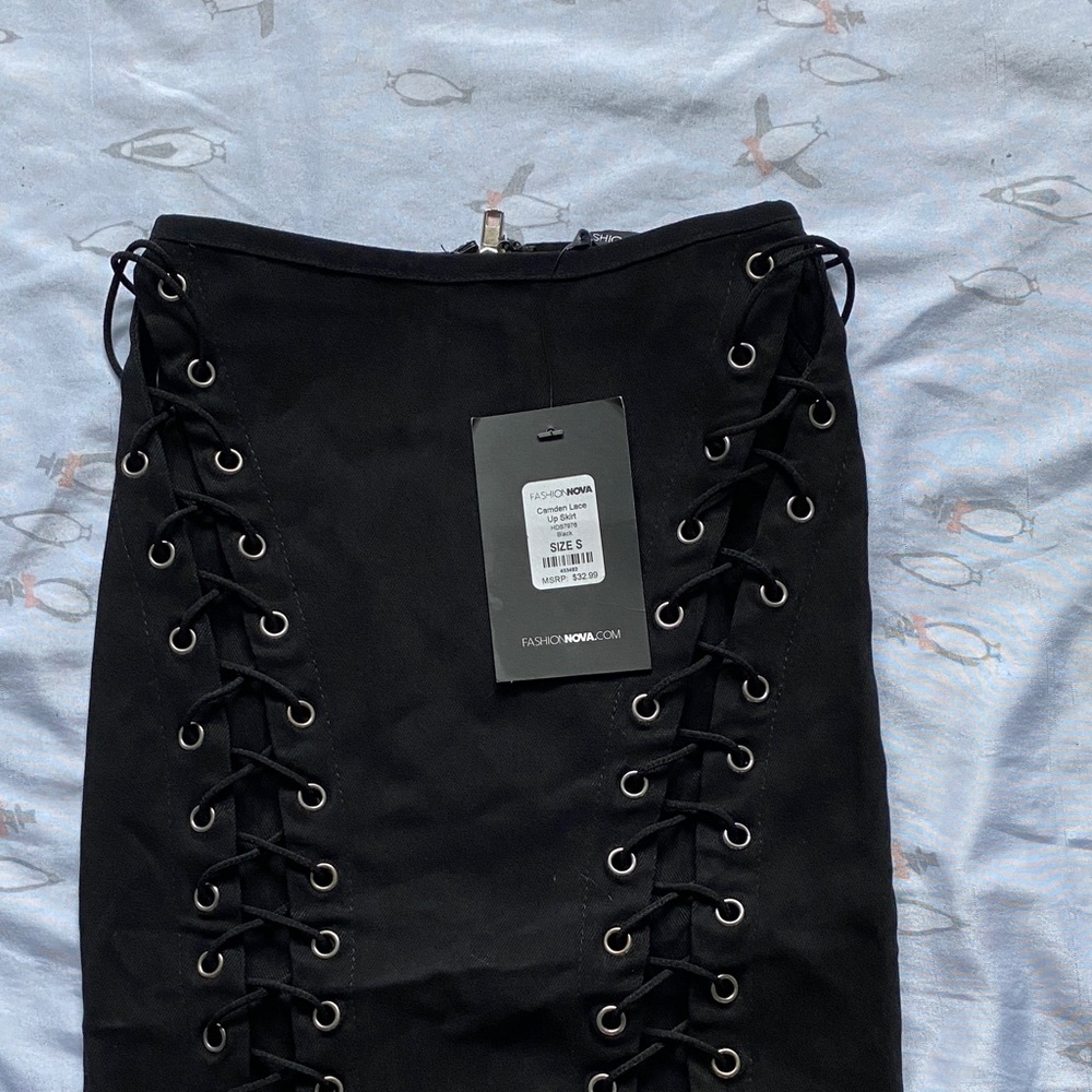 Fashion Nova Black Lace-Up Pencil Skirt - Picture 3 of 12
